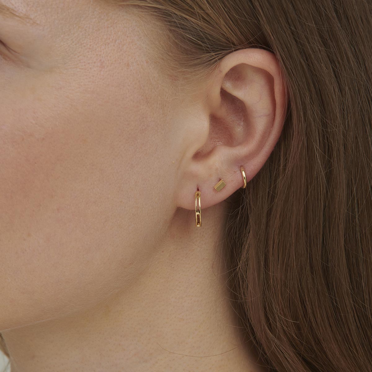 Yellow Gold Hinged Sleeper Hoop Earrings - 12mm