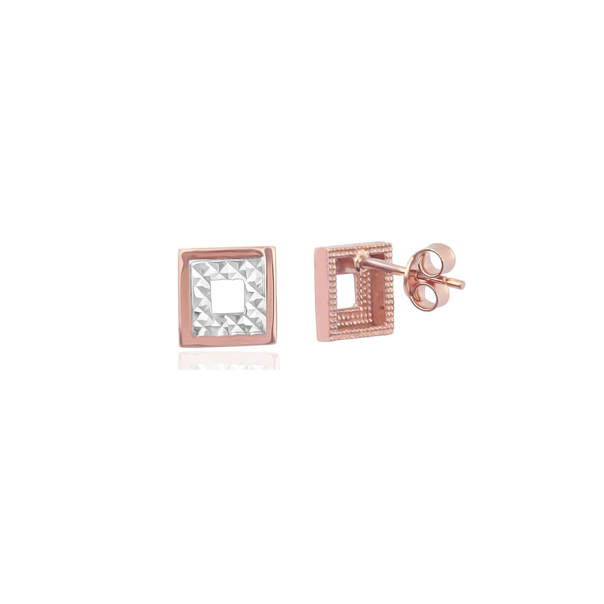 18ct Rose Gold Square Stud Earrings