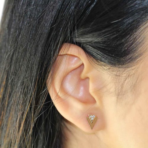 18K Yellow Gold Filled Clear Crystal Lady Sparking Double Triangle Stud  Earrings | eBay